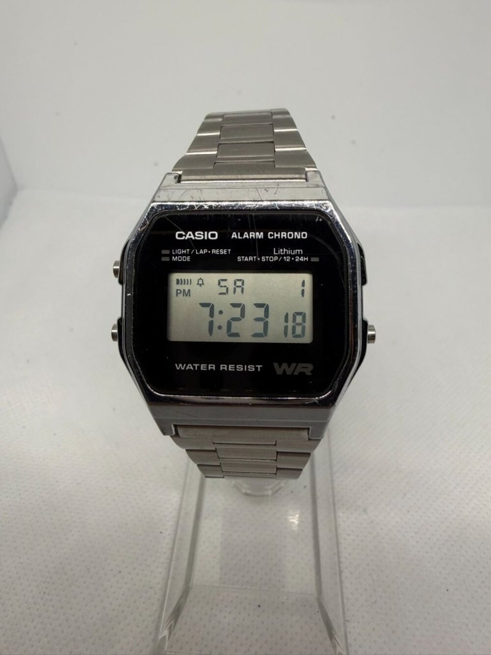 Casio Vintage A158WEA-1E Unisex Silver Rectangle Digital Retro LCD Watch WR30M